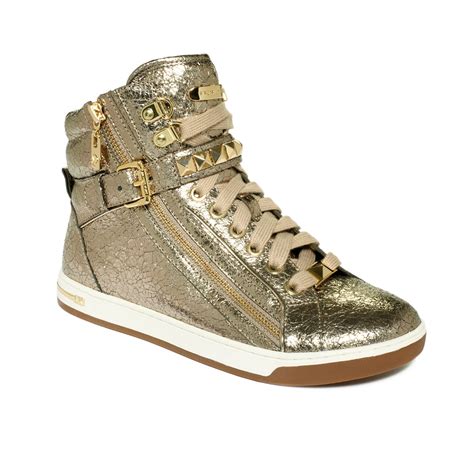 michael kors glam studded high top champagne|Michael Kors Metallic Michael Glam Studded High Top Sneakers.